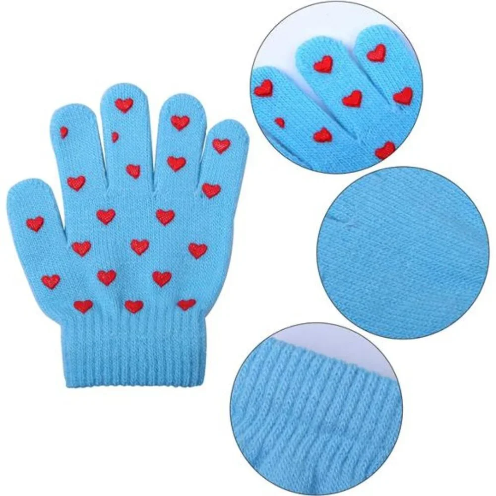 6 Pairs Kids Warm Magic Gloves Winter Stretchy Knit Gloves